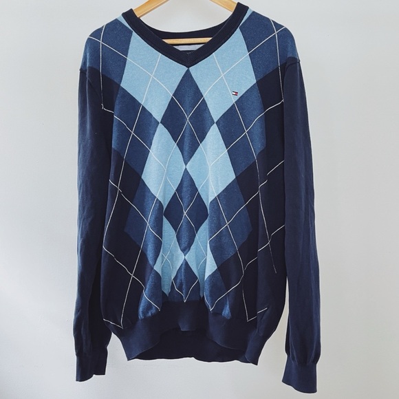 Tommy Hilfiger Other - Tommy Hilfiger V-Neck Argyle Sweater - Navy and Light Blue